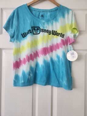 Disney Tie-Dye Short Sleeve Tee - Blue Pink Yellow - Women's XXL